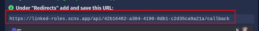 Dieser Screenshot zeigt, welchen Wert der Benutzer aus dem Dashboard kopieren soll